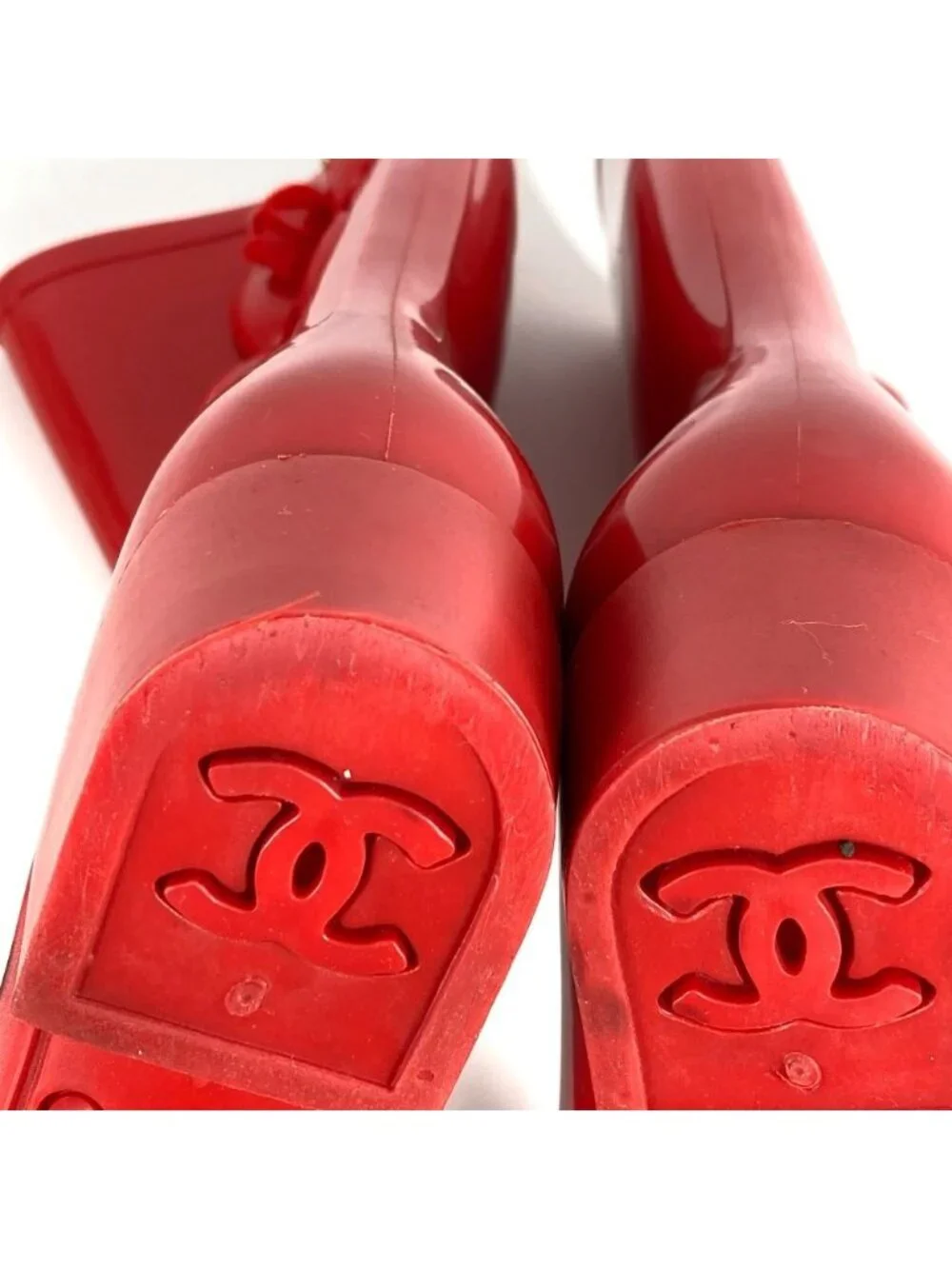 Chanel Rain Shoes Camellia CC Logo Rubber